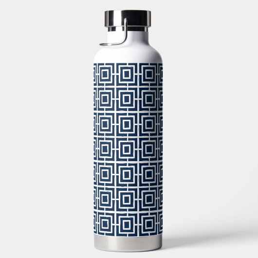 Preppy Square Lattice Monogram – Navy & Lime Trinkflasche (Rechts)