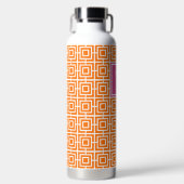Preppy Square Lattice Monogram Orange & Hot Pink Trinkflasche (Vorderseite)