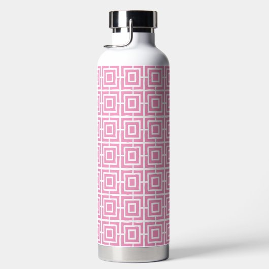 Preppy Square Lattice Monogram – Pink & Lime Trinkflasche (Rechts)