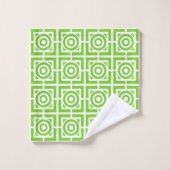 Preppy Square Lattice - Pink & Lime Green Monogram Badhandtuch Set (Waschlappen)