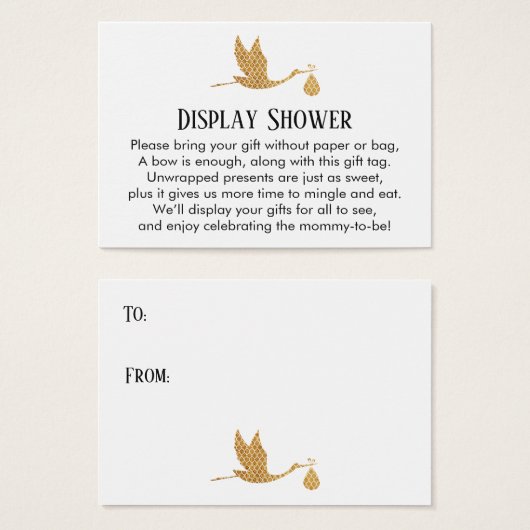 Preppy Stork Display Babydusche Einsteckkarte (Vorne & Hinten)