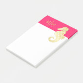 Preppy Strand-tropisches Seepferd-Rosa Post-it Klebezettel (angewinkelt)