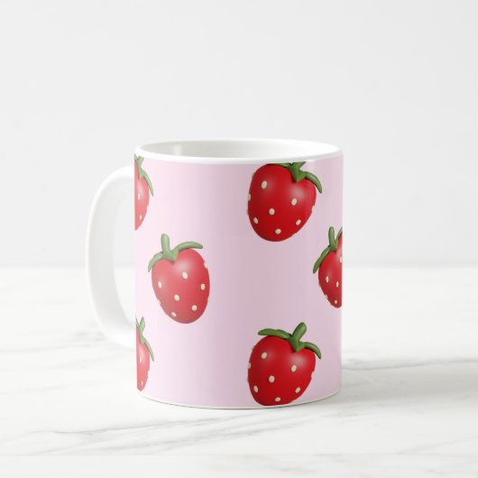 Preppy Strawberry Girly Coquette Pink Tasse Gesche (Vorderseite Links)