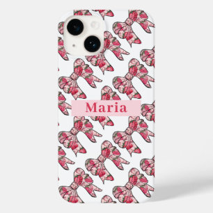 Preppy Strawberry Pink Bows Personalisiert Case-Mate iPhone 14 Hülle