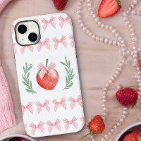 Preppy Strawberry Pink Gingham Bows Laurel Wreath