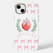 Preppy Strawberry Pink Gingham Bows Personalisiert Case-Mate iPhone Hülle (Rückseite)