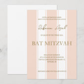 Preppy Streifen mädchenhaft Bat Mitzvah Einladung (Vorne/Hinten)