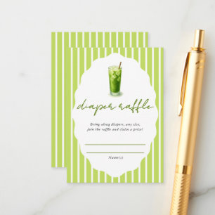 Preppy-Streifen-Matcha-Baby-Shower-Windel-Raffle Begleitkarte