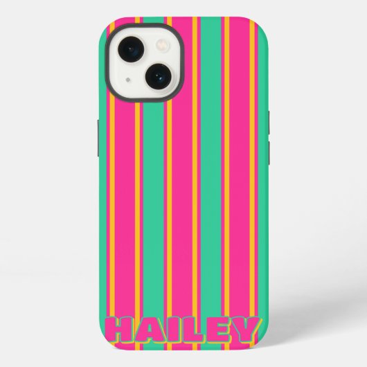Preppy Strip Monogram Phone Case iPhone Hülle (Rückseite)