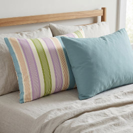 Preppy Stripe Lila Grün Terrakotta Creme  Kissenbezug