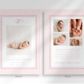 Preppy Stripe Monogram Photo Birth Announcement Ankündigung