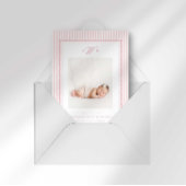 Preppy Stripe Monogram Photo Birth Announcement Ankündigung