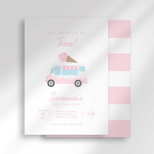 Preppy Stripe Sweet Ice Cream Birthday Invitation Einladung