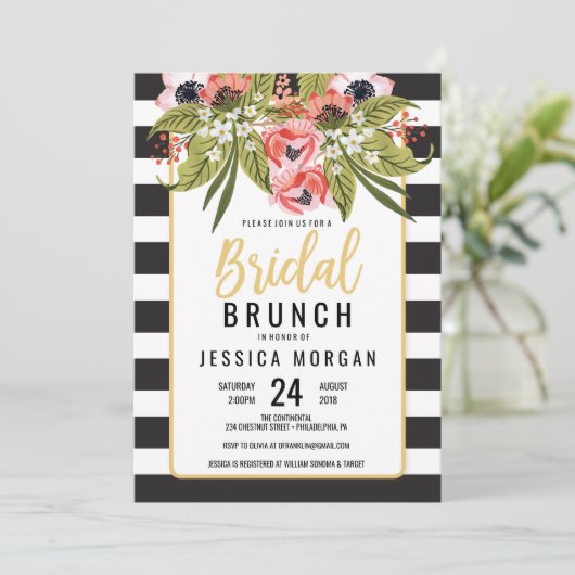 Preppy Stripes Bridal Dusche Einladung (Stehend Vorderseite)