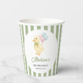Preppy Stripes Cute Duck Theme Kids Birthday Party Pappbecher (Vorderseite)