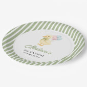 Preppy Stripes Cute Duck Theme Kids Birthday Party Pappteller (Schrägansicht)