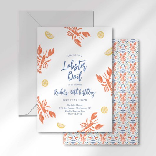 Preppy Stripes Hummer Boil Frische Meeresfrüchte F Einladung