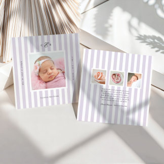Preppy Stripes Monogram Photo Birth Announcement Einladung