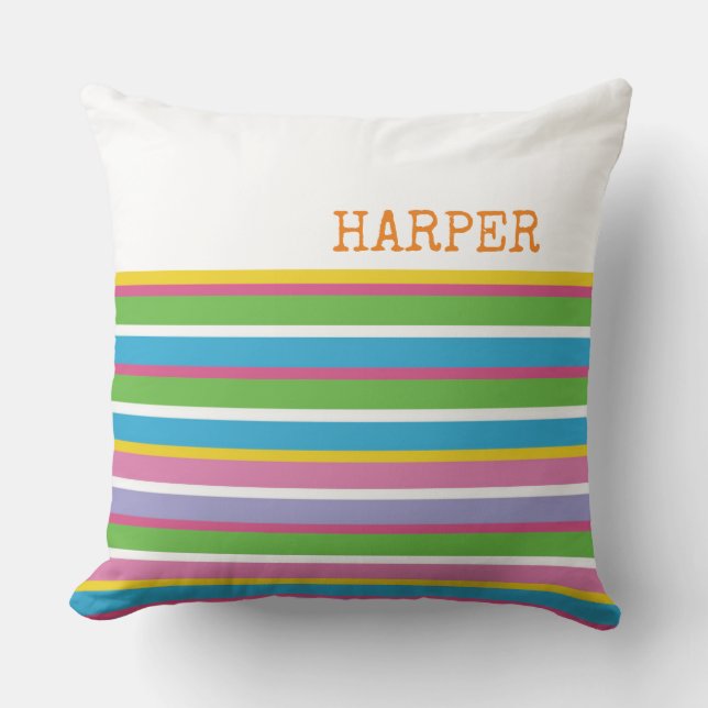 Preppy Stripes NAME Summer Angesagt Modern Fun Kissen (Vorderseite)
