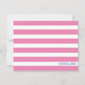 Preppy Stripes Pink & Cornflower Blue Niedlich Gir Mitteilungskarte (Vorderseite)