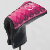 Preppy Stylish Mit Monogramm Pink Raute Golf Headcover (3/4 Vorderseite)