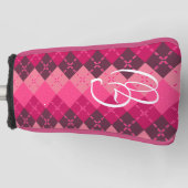 Preppy Stylish Mit Monogramm Pink Raute Golf Headcover (Vorderseite)