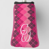 Preppy Stylish Mit Monogramm Pink Raute Golf Headcover (Rotieren 90)