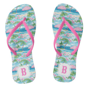 Preppy Summer Beach Umbrella   Monogramm Badesandalen
