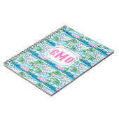 Preppy Summer Beach Umbrella | Monogramm Notizblock (Linke Seite)