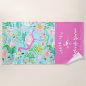 Preppy Summer Flamingo | Bachelorette Weekend Strandtuch (Vorderseite)