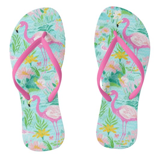 Preppy Summer Flamingo Badesandalen (Fußbett)