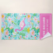 Preppy Summer Flamingo | Beach House Strandtuch (Vorderseite)