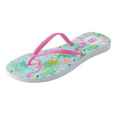 Preppy Summer Flamingo | Monogramm Badesandalen (Schrägansicht)