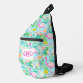 Preppy Summer Flamingo | Monogramm Crossbody Bag (Rechte Ecke)