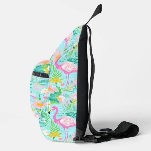Preppy Summer Flamingo | Monogramm Crossbody Bag (Rechts)