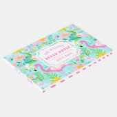 Preppy Summer Flamingo | Monogramm Gästebuch (Ecke)