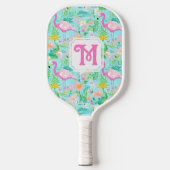 Preppy Summer Flamingo | Monogramm-Pickleball Pickleball Schläger (Vorderseite)