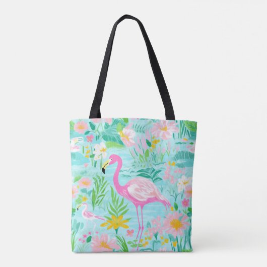 Preppy Summer Flamingo | Monogramm Tasche (Rückseite)