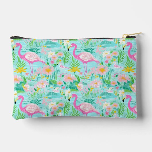 Preppy Summer Flamingo | Monogramm Zubehörtasche (Rückseite)