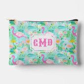 Preppy Summer Flamingo | Monogramm Zubehörtasche (Vorderseite)