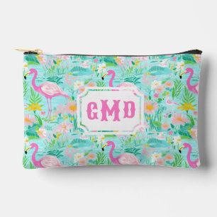 Preppy Summer Flamingo   Monogramm Zubehörtasche