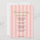 Preppy Sweet 16 Einladungen Rosa und Grün (Rückseite)