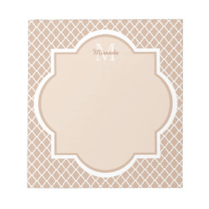 Preppy-Tan-Quatrefolienmongogramm mit Namen Notizblock