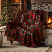 Preppy Tartan Holiday Wreath Monogramm und Name Sherpadecke