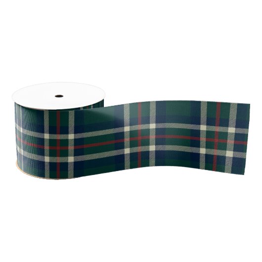 Preppy Tartan Plaid Green Navy Christmas Ripsband (Spule)