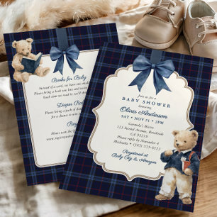 Preppy-Tartan-Teddy-Bär-Baby-Shower-Einladung Einladung