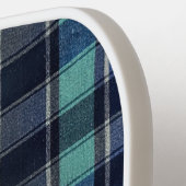 Preppy Teal & Navy Tartan Plaid Pickleball Paddle (Linke Seite)