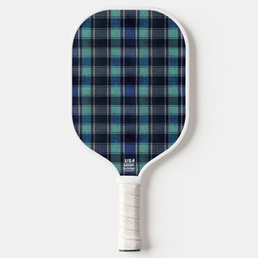 Preppy Teal & Navy Tartan Plaid Pickleball Paddle (Vorderseite)