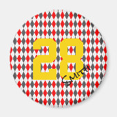 Preppy Team Spirit Rauten Red Black Player Number Magnet (Vorne)