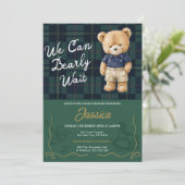 Preppy Teddy Bear Baby Shower Invitation Einladung (Stehend Vorderseite)